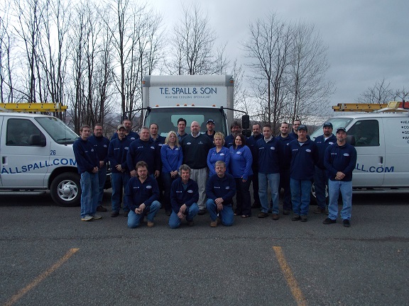TE Spall & Son crew in front of their HVAC & plumbing service trucks in northeast Pennsylvania