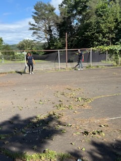 Volunteers gathering at the start of the Cerra Park cleanup.
