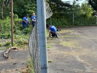 Team members finishing up the Cerra Park cleanup.